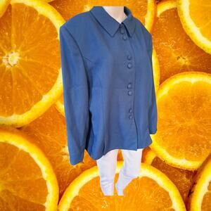 Executive Collection Blue Button Up‎ Heavy Weight Blouse / Blazer Size 18
